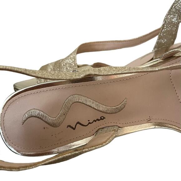 Touch of Nina Nykole Gold Heeled Sandals Size 8.5 Strappy Sparkly Party Shoes - Picture 9 of 12